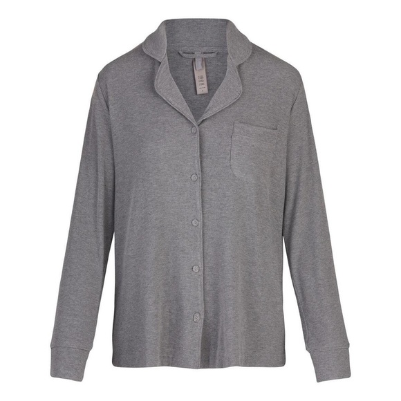 Skims Soft Lounge Heather Gray Ribbed Sleep‎ Top Size XXS - Picture 1 of 6